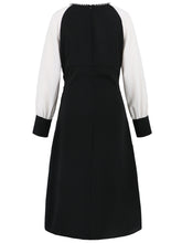 Load image into Gallery viewer, Ruched Contrast Long Sleeve Midi Dress