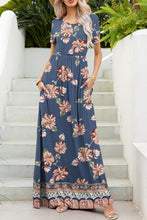 Load image into Gallery viewer, Printed Round Neck Short Sleeve Maxi Dress