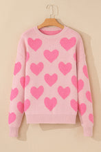 Load image into Gallery viewer, Valentine&#39;s Day Heart Jacquard Round Neck Sweater