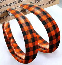 Load image into Gallery viewer, Plaid PU Leather Hoop Earrings