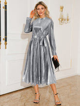 Load image into Gallery viewer, Tie Waist Long Sleeve Midi Dress