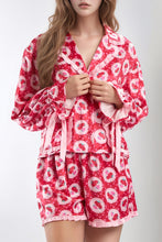 Load image into Gallery viewer, Valentine’s Day Frill Strawberry Print Flounce Sleeve Top and Shorts Lounge Set