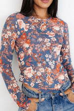 Load image into Gallery viewer, Floral Round Neck Long Sleeve T-Shirt