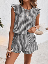 Load image into Gallery viewer, Printed Round Neck Top and Layered Shorts Set