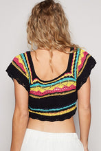 Load image into Gallery viewer, POL Openwork Ethnic Pattern Square Neck Cropped Knit Top