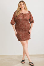 Load image into Gallery viewer, Zenobia Plus Size Smocked Printed Square Neck Mini Dress