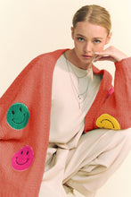 Load image into Gallery viewer, Davi &amp; Dani Fuzzy Smile Open Front Long Sleeve Cardigan