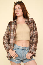 Load image into Gallery viewer, VERY J Contrast Plaid Raw Detail Shirt