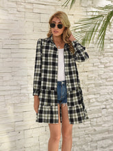 Load image into Gallery viewer, Ruffle Hem Plaid Button Down Long Sleeve Dress