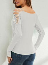 Load image into Gallery viewer, Rhinestone Cutout Long Sleeve T-Shirt