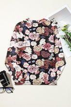 Load image into Gallery viewer, Floral Mock Neck Long Sleeve Mesh Top