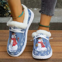 Load image into Gallery viewer, Snowman Print Round Toe Slip-Ons