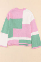 Load image into Gallery viewer, Color Block Round Neck Drop Shoulder Sweater