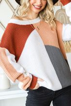 Load image into Gallery viewer, Color Block Drop Shoulder Long Sleeve Sweater