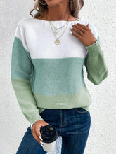 Load image into Gallery viewer, Color Block Boat Neck Sweater