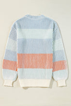 Load image into Gallery viewer, Striped Color Block Round Neck Long Sleeve Sweater