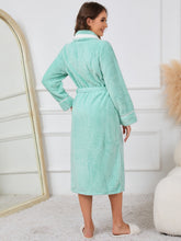 Load image into Gallery viewer, Contrast Trim Tie Waist Lounge Nightgown with Pockets