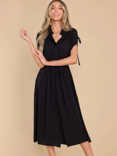 Load image into Gallery viewer, Drawstring Collared Neck Short Sleeve Midi Dress