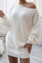 Load image into Gallery viewer, Boat Neck Long Sleeve Mini Sweater Dress