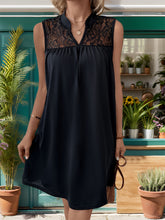 Load image into Gallery viewer, Lace Detail Notched Sleeveless Mini Dress