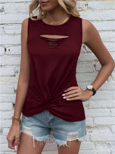 Load image into Gallery viewer, Cutout Twisted Round Neck Tank