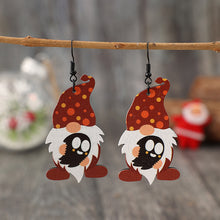 Load image into Gallery viewer, Point Hat Gnome Wooden Dangle Earrings