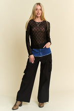 Load image into Gallery viewer, Davi &amp; Dani Bow Mesh Round Neck Long Sleeve Top