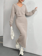 Load image into Gallery viewer, Ribbed Cropped Hooded Top and V-Neck Tank Dress Set