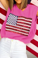 Load image into Gallery viewer, Sequin US Flag Round Neck Sweater Vest