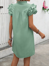 Load image into Gallery viewer, Ruffled Notched Cap Sleeve Mini Dress