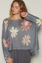 Load image into Gallery viewer, POL Flower Dropped Shoulder Long Sleeve Knit Top