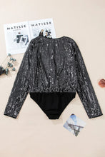 Load image into Gallery viewer, Sequin Surplice Long Sleeve Bodysuit