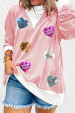 Load image into Gallery viewer, Valentine’s Day Sequin Heart Long Sleeve Sweatshirt