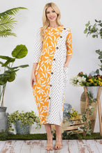 Load image into Gallery viewer, Celeste Full Size Floral Polka Dot Contrast Midi-Dress with Pockets