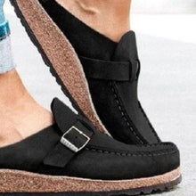 Load image into Gallery viewer, Round Toe Low Heel Buckle Sneakers