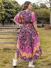 Load image into Gallery viewer, Plus Size Printed V-Neck Flutter Sleeve Midi Dress