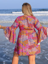 Load image into Gallery viewer, Plus Size Ruched Printed Long Sleeve Dress