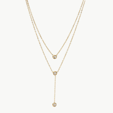 Stainless Steel Zircon Double-Layered Necklace