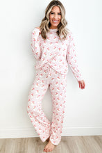 Load image into Gallery viewer, Santa Print Long Sleeve Top and Pants Lounge Set