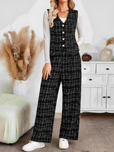 Load image into Gallery viewer, Plaid V-Neck Button Up Vest and Pants Set