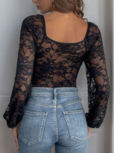 Load image into Gallery viewer, Perfee Lace V-Neck Long Sleeve Bodysuit