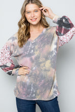 Load image into Gallery viewer, Celeste Tie-Dye V-Neck Printed Sleeve Blouse