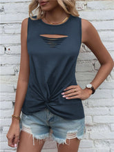 Load image into Gallery viewer, Cutout Twisted Round Neck Tank