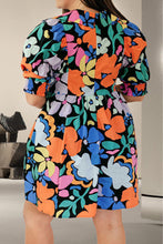 Load image into Gallery viewer, Plus Size Printed V-Neck Short Sleeve Mini Dress