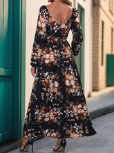 Load image into Gallery viewer, Slit Printed Surplice Long Sleeve Maxi Dress