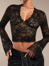 Load image into Gallery viewer, V-Neck Flare Sleeve Lace Top