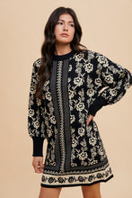 Load image into Gallery viewer, Annie Wear Floral Jacquard Round Neck Sweater Dress