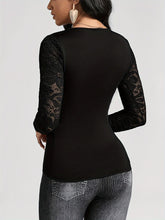 Load image into Gallery viewer, Lace Ruched Surplice Long Sleeve Top