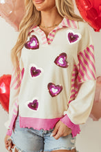 Load image into Gallery viewer, Valentine’s Day Sequin Heart Pattern Long Sleeve Sweatshirt