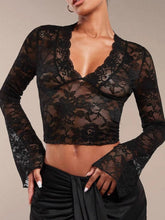 Load image into Gallery viewer, V-Neck Flare Sleeve Lace Top